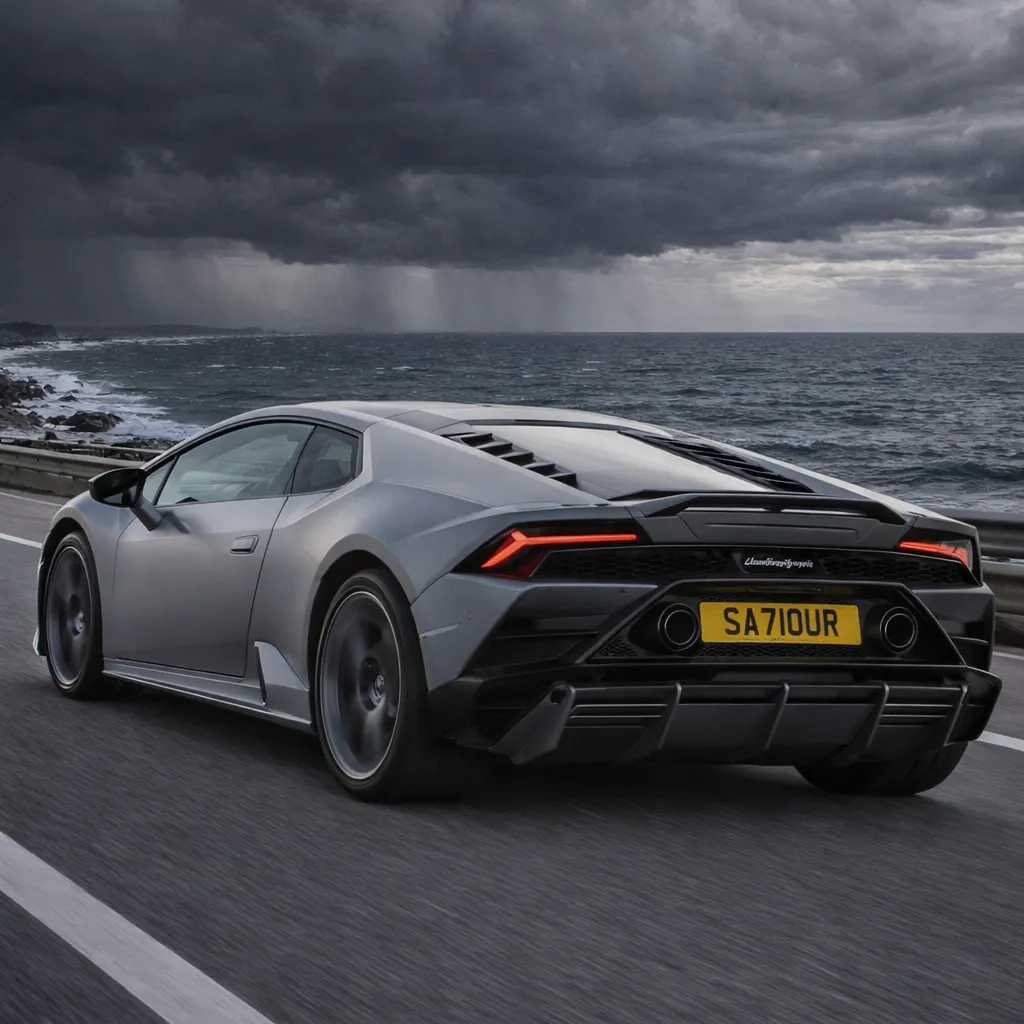 Photo of a matte grey wrapped Lamborghini Aventador showing the private number plate SA71 OUR, which reads as Saviour and is currently available for sale for £10,250.